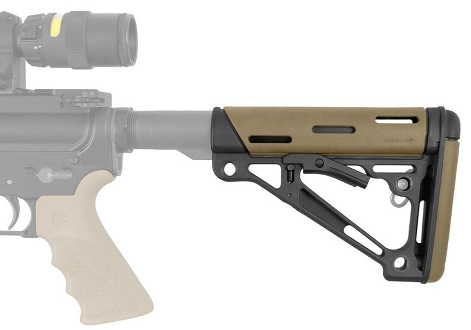 Hogue OverMolded Collapsible Buttstock FDE Tan Finish for AR-15 M4 M16 Commercial Tube