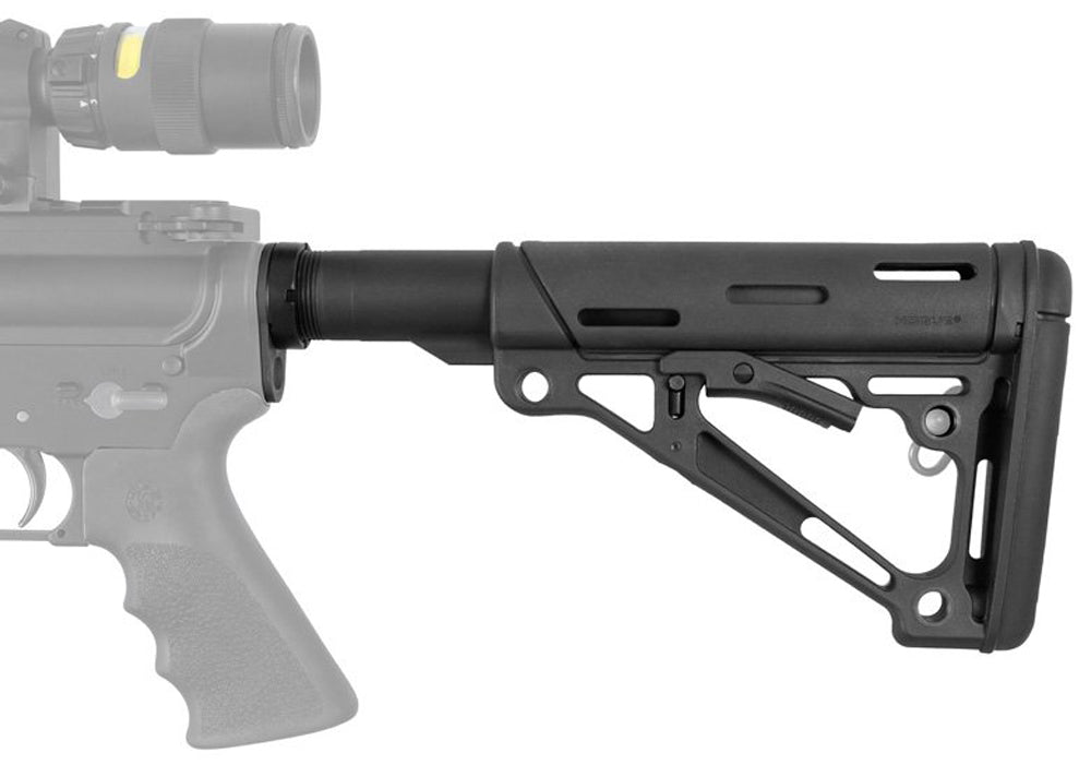 Hogue 15045 AR15/M16/M4 Collapsible Buttstock Kit with Mil-Spec Buffer Tube, Black OverMolded Rubber