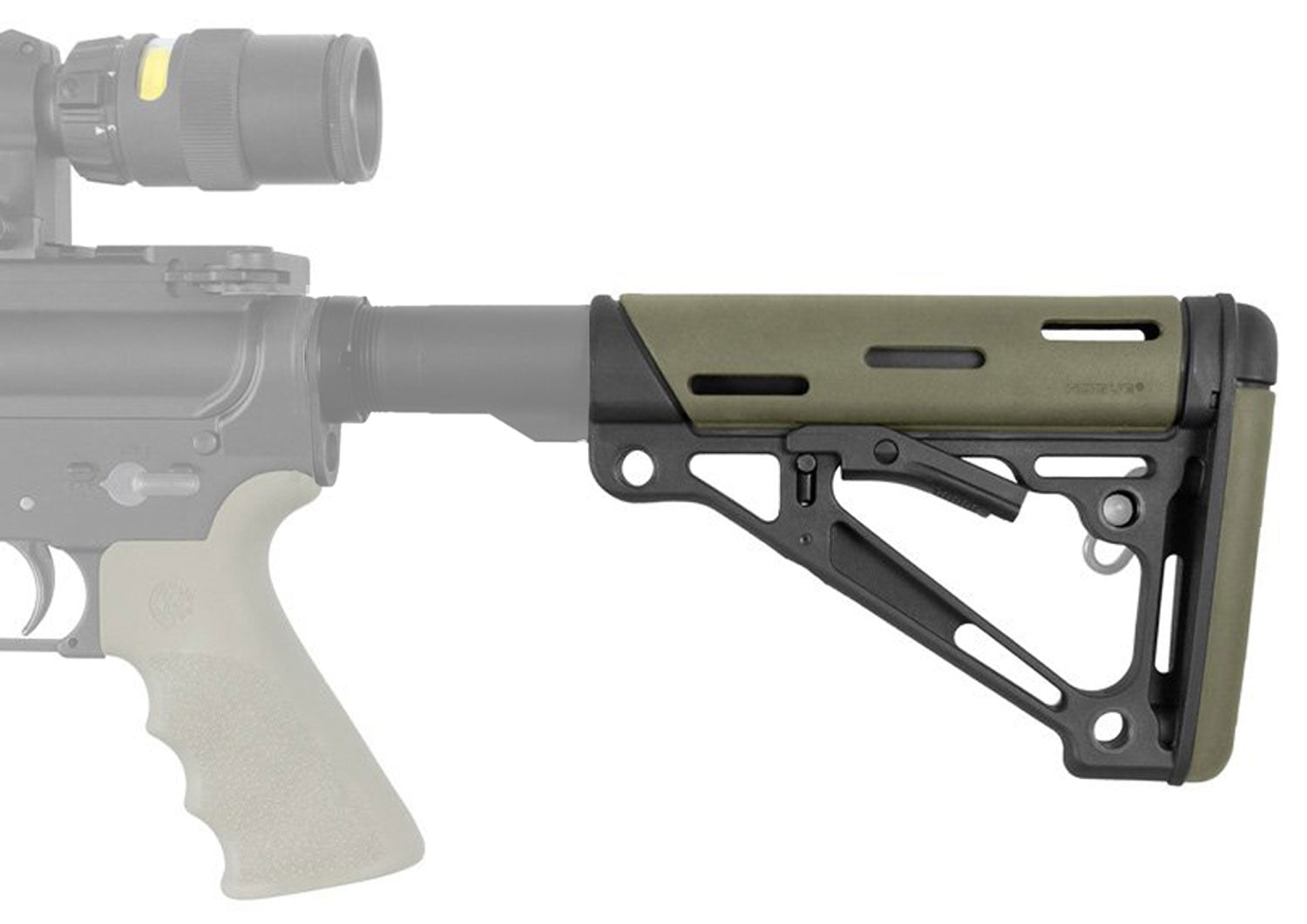 Hogue OverMolded OD Green Collapsible Buttstock for AR-15 M4 M16 Mil-Spec Buffer Tube