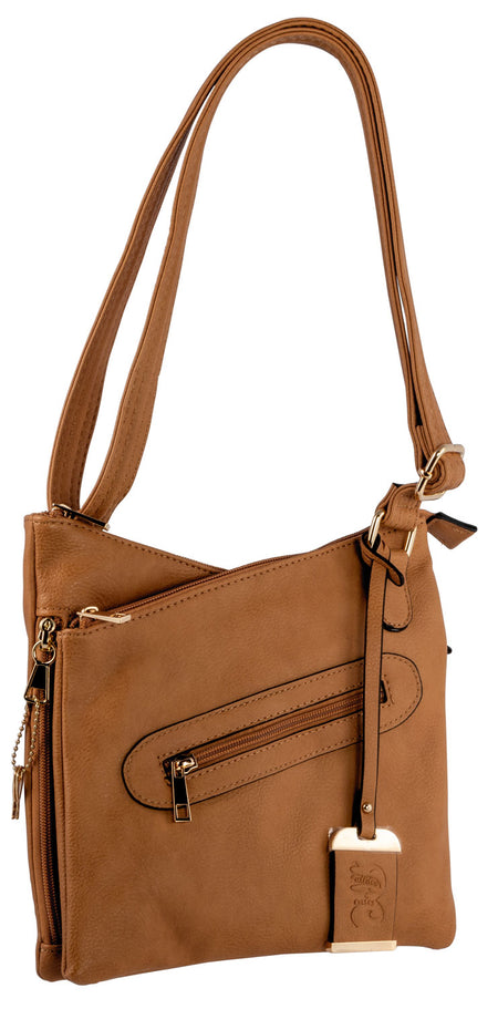 Bulldog BDP032 Tan Leather Cross Body Purse with Holster Ambidextrous for Small Autos & Revolvers