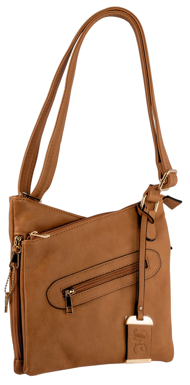 Bulldog BDP032 Tan Leather Cross Body Purse with Holster Ambidextrous for Small Autos & Revolvers