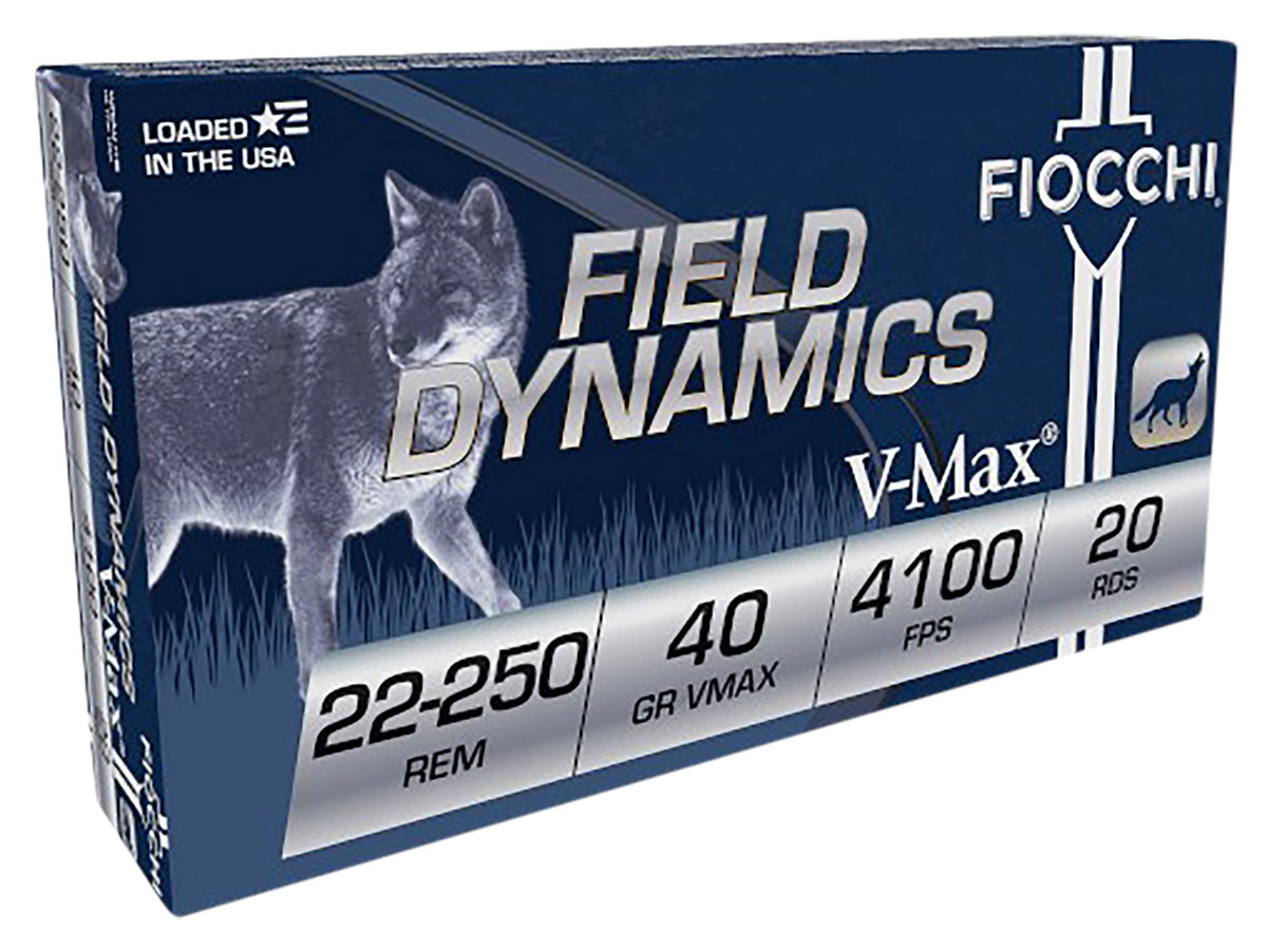 Fiocchi Field Dynamics Hornady V-Max 40 Grain .22-250 Remington 4100 fps