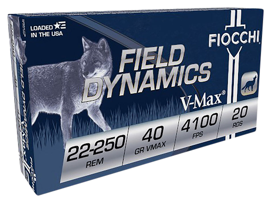 Fiocchi Field Dynamics Hornady V-Max 40 Grain .22-250 Remington 4100 fps