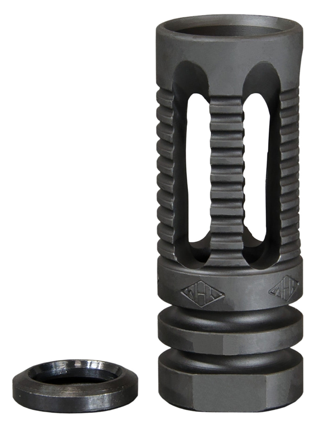 YHM Phantom 285C1 Flash Hider Black Steel 1/2"-28 TPI with Crush Washer 5.56x45mm NATO AR