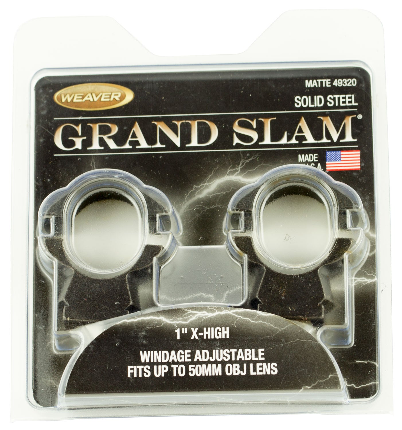 Weaver Grand Slam Steel Scope Rings 1" Extra High Windage Adjustable Matte Black