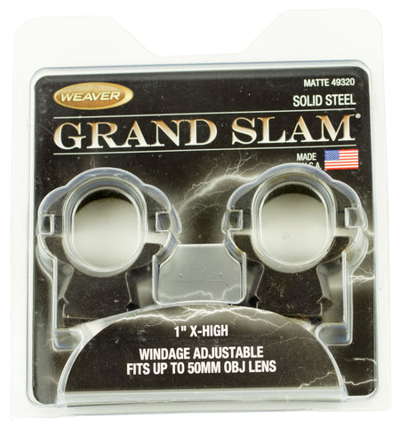 Weaver Grand Slam Steel Scope Rings 1" Extra High Windage Adjustable Matte Black