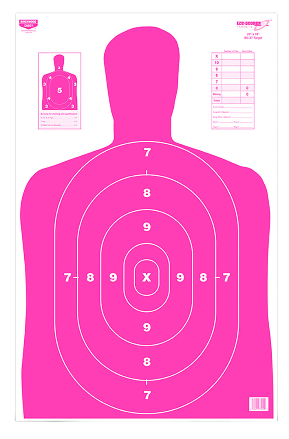 Birchwood Casey EZE-Scorer 23" x 35" Silhouette Paper Target with Score Card Pink/White 5 Pack