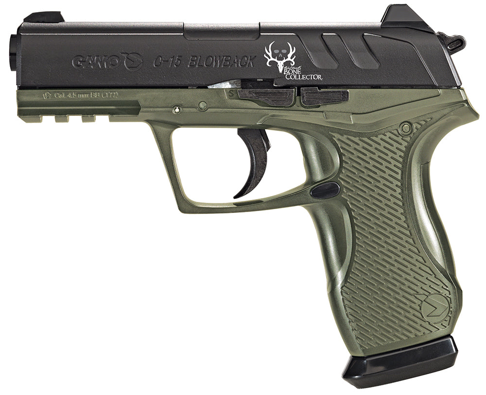 Gamo C-15 Bone Collector .177 Caliber CO2 Blowback Air Pistol 16+1 Tactical Rail OD Green Polymer