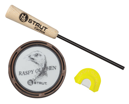 HS Strut Raspy Old Hen Turkey Friction Call Glass Carbon with Two-Reed Double Split Diaphragm