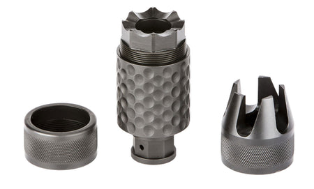 Spikes Tactical Barking Spider2 Muzzle Device 30 Cal Black Nitride 4140 Chromoly 5/8"-24 tpi 1.40" Dia 3.75" OAL