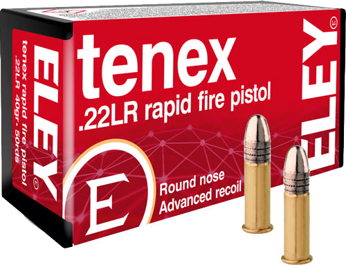 Eley Tenex Rapid Fire Pistol Round Nose 40 Grain .22 Long Rifle 1085 FPS.