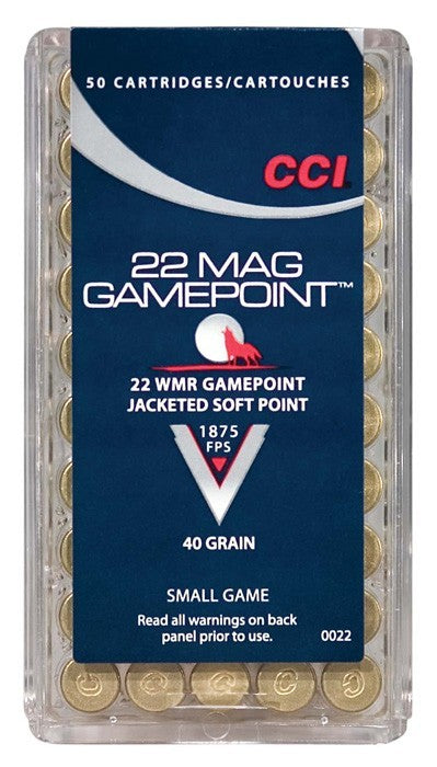 CCI Gamepoint Rimfire Ammo 22 WMR. 40 gr. Jacketed Soft Point (JSP)