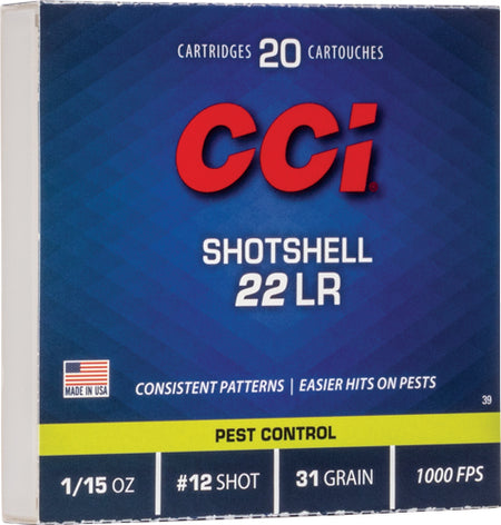 CCI Shotshell Pest Control .22 Long Rifle 31 grain #12 Shot ammunition