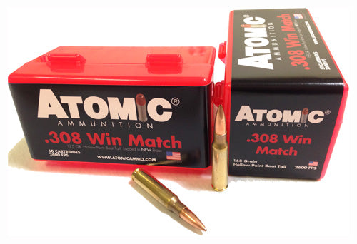 Atomic Match .308 Win / 7.62x51mm 168 grain Hollow Point Boat Tail ammunition