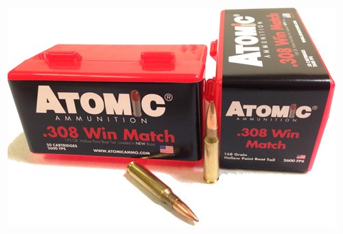 Atomic Match .308 Win / 7.62x51mm 168 grain Hollow Point Boat Tail ammunition