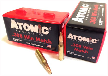 Atomic Match .308 Win / 7.62x51mm 175 grain Jacketed Hollow Point ammunition