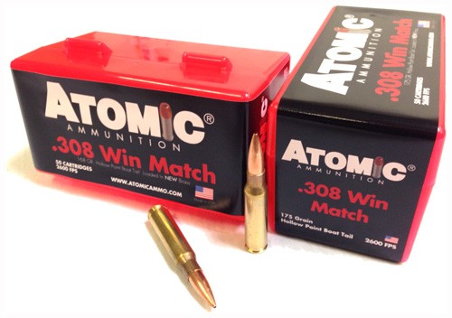Atomic Match .308 Win / 7.62x51mm 175 grain Jacketed Hollow Point ammunition