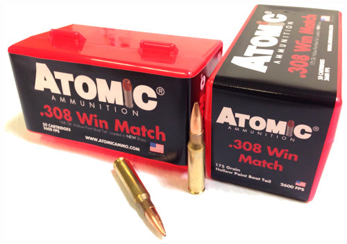 Atomic Match .308 Win / 7.62x51mm 175 grain Jacketed Hollow Point ammunition