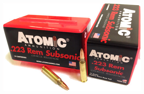 Atomic Subsonic .223 Remington 77 grain Hollow Point Boat Tail ammunition