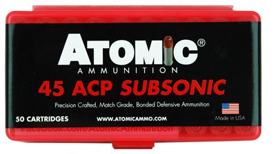 Atomic Subsonic .45 ACP/Auto 250 grain Bonded Match Hollow Point ammunition