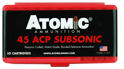 Atomic Subsonic .45 ACP/Auto 250 grain Bonded Match Hollow Point ammunition