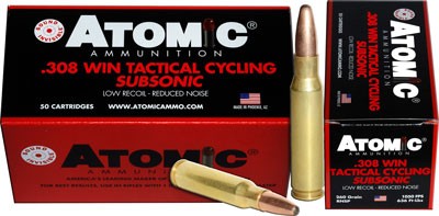 Atomic Subsonic .308 Win / 7.62x51mm 260 grain Soft Point Round Nose ammunition