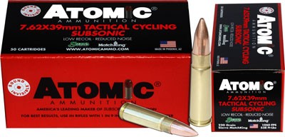 Atomic Subsonic 7.62x39mm 220 grain Hollow Point Boat Tail ammunition
