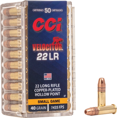 CCI Velocitor Copper Plated Hollow Point 40 Grain .22 Long Rifle 1435 fps