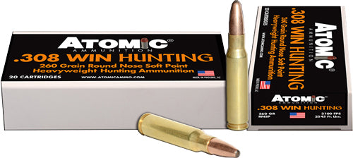 Atomic Hunting .308 Win / 7.62x51mm 260 grain Jacketed Soft Point ammunition