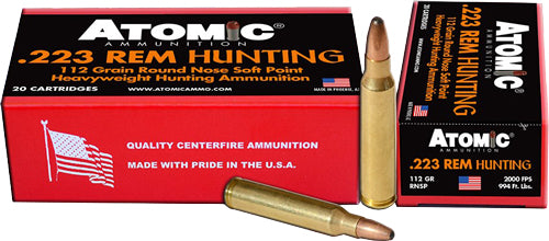Atomic Hunting .223 Remington 112 grain Jacketed Soft Point ammunition