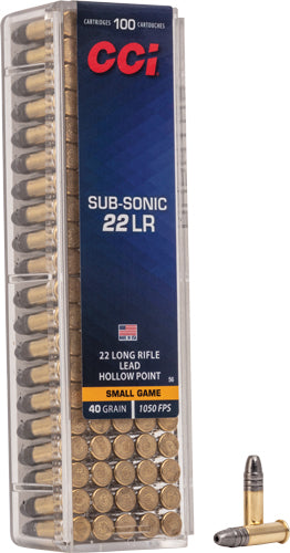 CCI Subsonic Rimfire Ammo 22 LR 40 gr. Lead Hollow Point 100 rd.