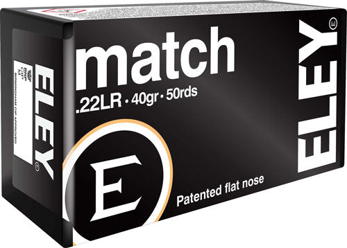 Eley Match Flat Nose 40 Grain .22 Long Rifle 1085 FPS.