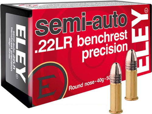Eley Semi-auto Benchrest Round Nose 40 Grain .22 Long Rifle 1085 FPS.