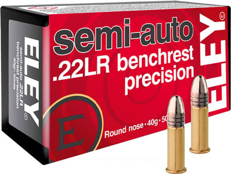 Eley Semi-auto Benchrest Round Nose 40 Grain .22 Long Rifle 1085 FPS.
