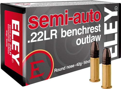 Eley Semi-auto benchrest outlaw Round Nose 42 Grain .22 Long Rifle 1085 FPS.