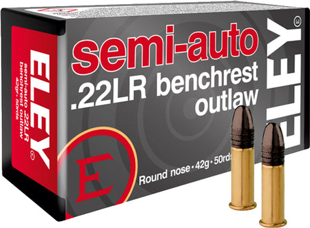 Eley Semi-auto benchrest outlaw Round Nose 42 Grain .22 Long Rifle 1085 FPS.