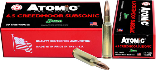 Atomic Subsonic 6.5mm Creedmoor 130 grain Sierra MatchKing Boat Tail Hollow Point ammunition
