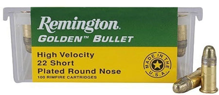 Remington Golden Bullet .22 Short 29 grain Plated Lead Round Nose ammunition