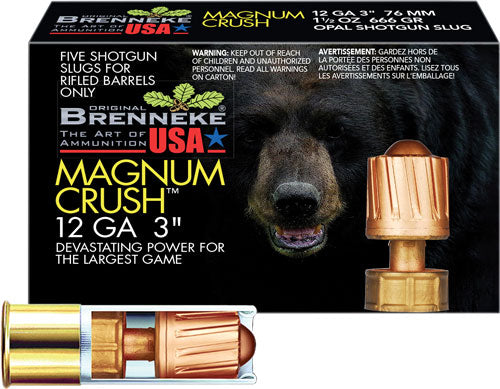 Brenneke SL-123CMR Magnum Crush Hunting 12 Gauge 3 1-1/2oz #Slug 1604 fps