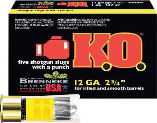 Brenneke SL-122KO K.O. Hunting 12 Gauge 2-3/4 1oz #Slug 1650 fps