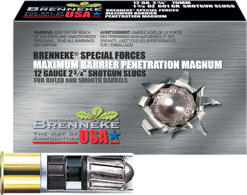 Brenneke Special Forces Maximum Barrier Penetration Magnum Shotgun Ammo 12 Gauge 2.75 in 1-3/8 oz Slug