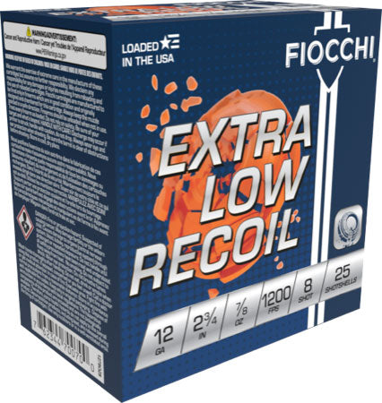 Fiocchi Exacta Target Low Recoil Trainer Shotgun Ammo 12 Gauge 2.75 in 7/8 oz #8