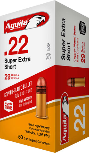 Aguila Short Calibre High Velocity Soft Point 29 Grain .22 Short 1095 FPS.