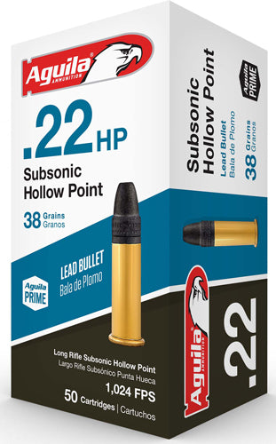 Aguila Subsonic .22 Long Rifle 38 grain Hollow Point ammunition