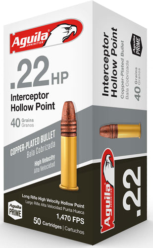 Aguila Interceptor .22 Long Rifle 40 grain Copper Plated Hollow Point ammunition