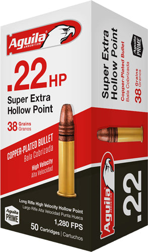 Aguila Super Extra High Velocity LEAD HOLLOW POINT 38 Grain .22 Long Rifle 1280 FPS.
