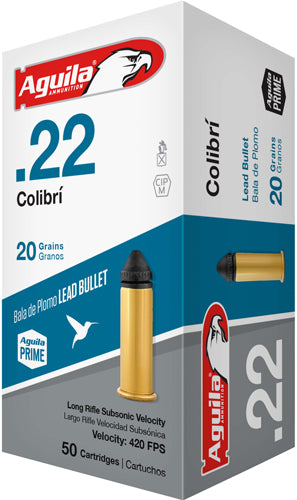 Aguila Colibri .22 Long Rifle 20 grain Lead Round Nose ammunition