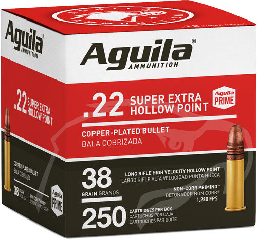 Aguila Ammunition 22 LR. High Velocity 38 Grain Hollow Point(HP) Copper Plated.