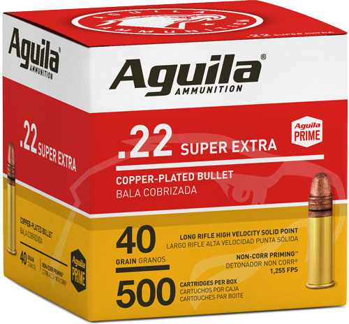 Aguila Super Extra Hi-Velocity Copper Plated Solid Point 40 Grain .22 Long Rifle 1255 fps