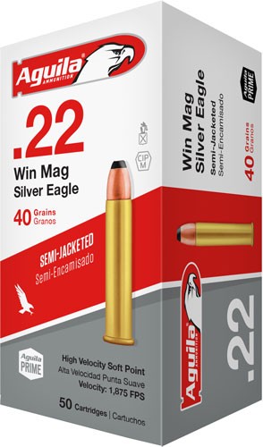 Aguila Silver Eagle Semi Jacketed Soft Point 40 Grain .22 WMR 1875 fps